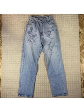 Vintage Mickey Mouse Print Jeans 24x30.5 Disney Denim